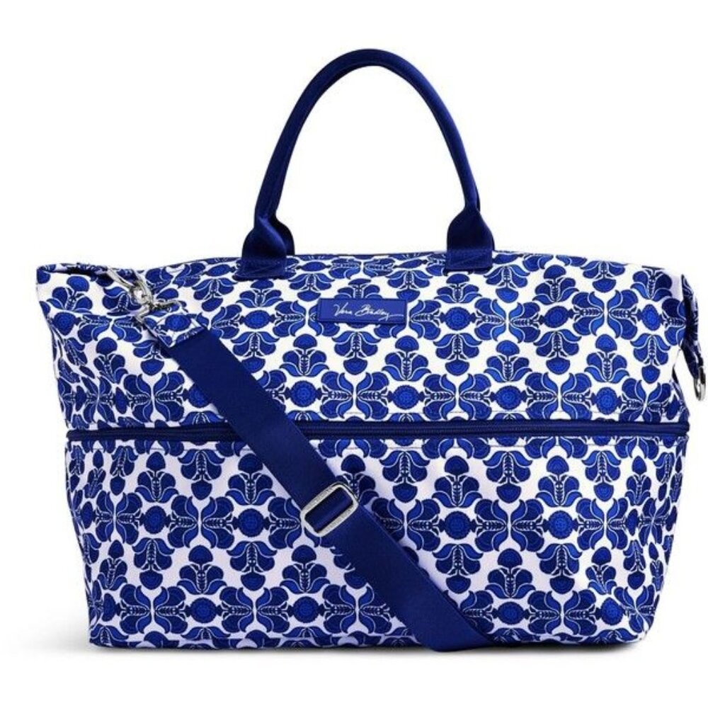 Vera Bradley Large Travel Duffel Bag Blue Cobalt Tile